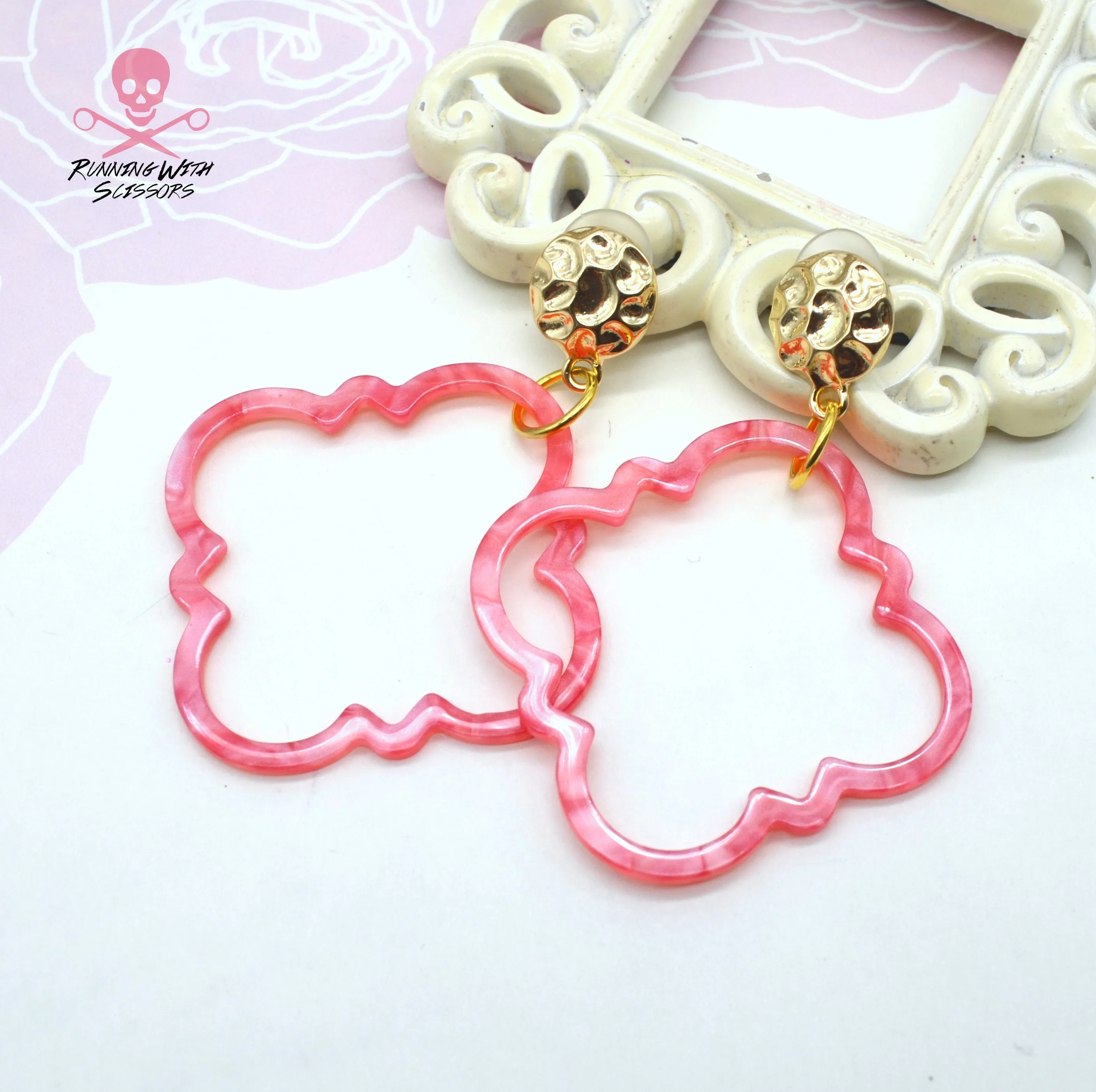SALE Pink Coral Pearlescent Moroccan Dangles