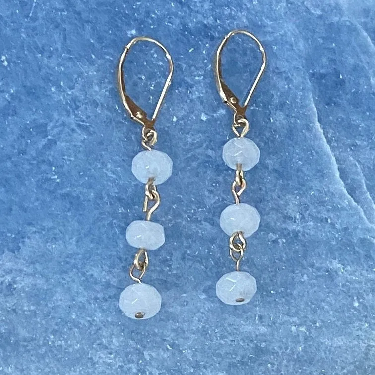 Solid 9 Carat Yellow Gold Moonstone Earrings