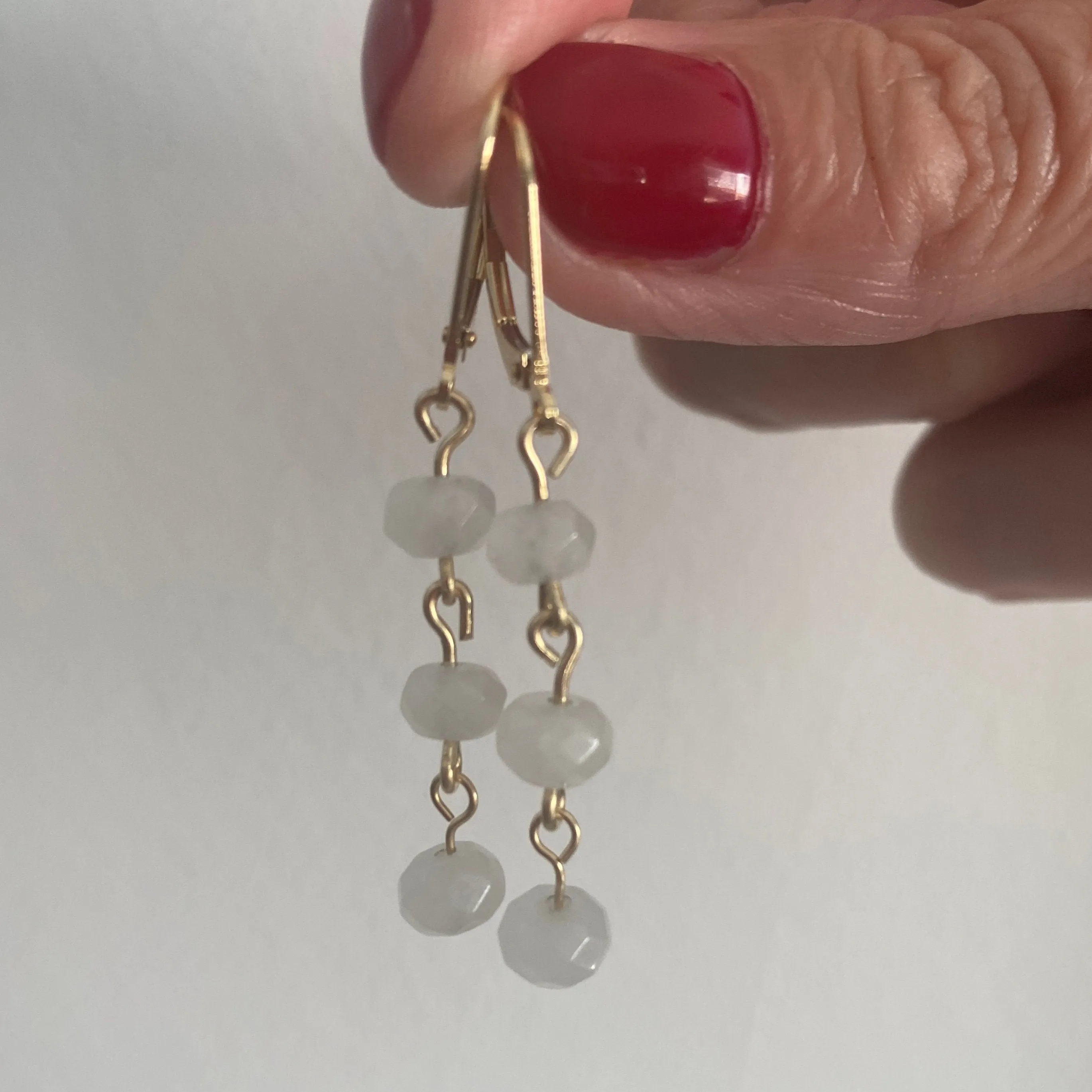 Solid 9 Carat Yellow Gold Moonstone Earrings