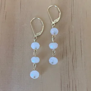 Solid 9 Carat Yellow Gold Moonstone Earrings