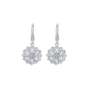 Sterling Silver and Diamonds Filigree Earrings