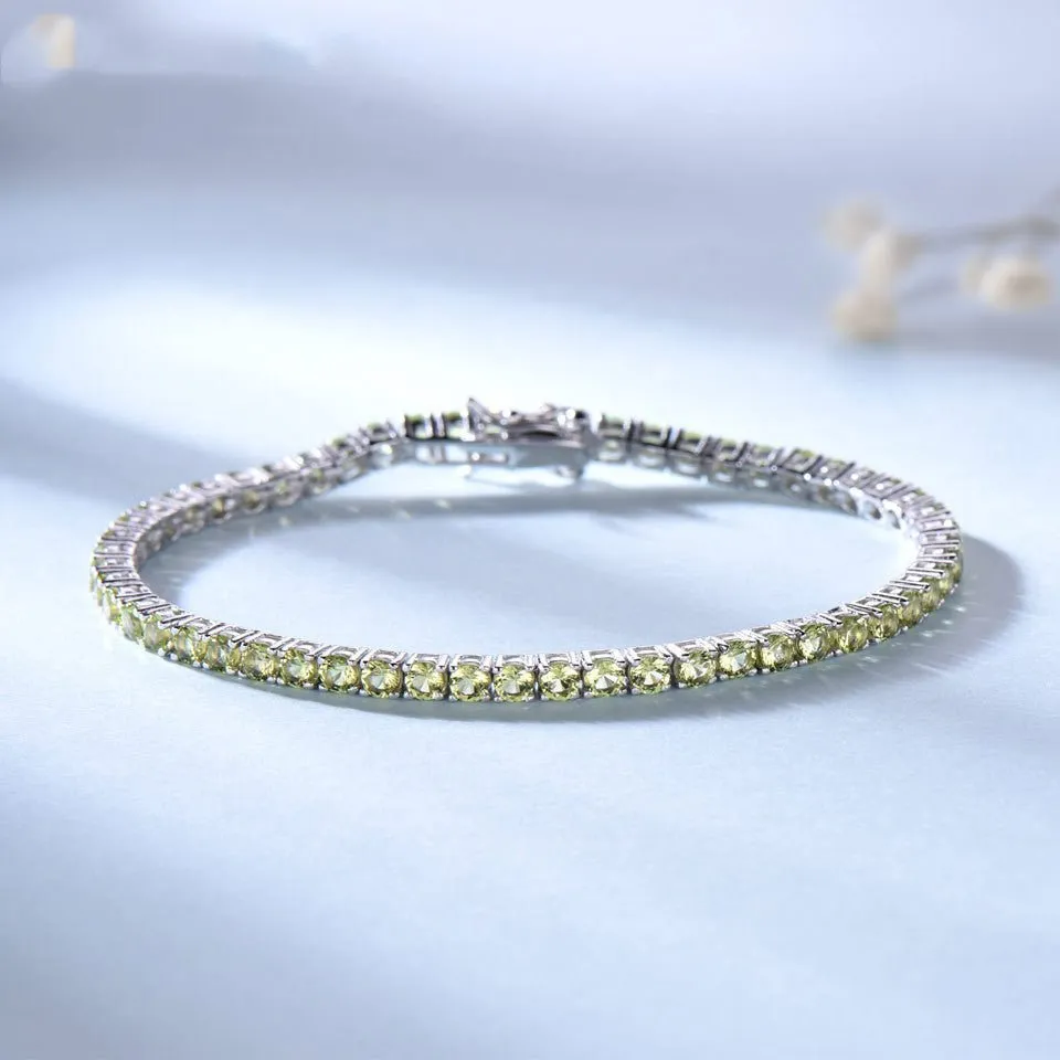 Sterling Silver Peridot Bracelet - Elegant Gemstone Jewelry for Women