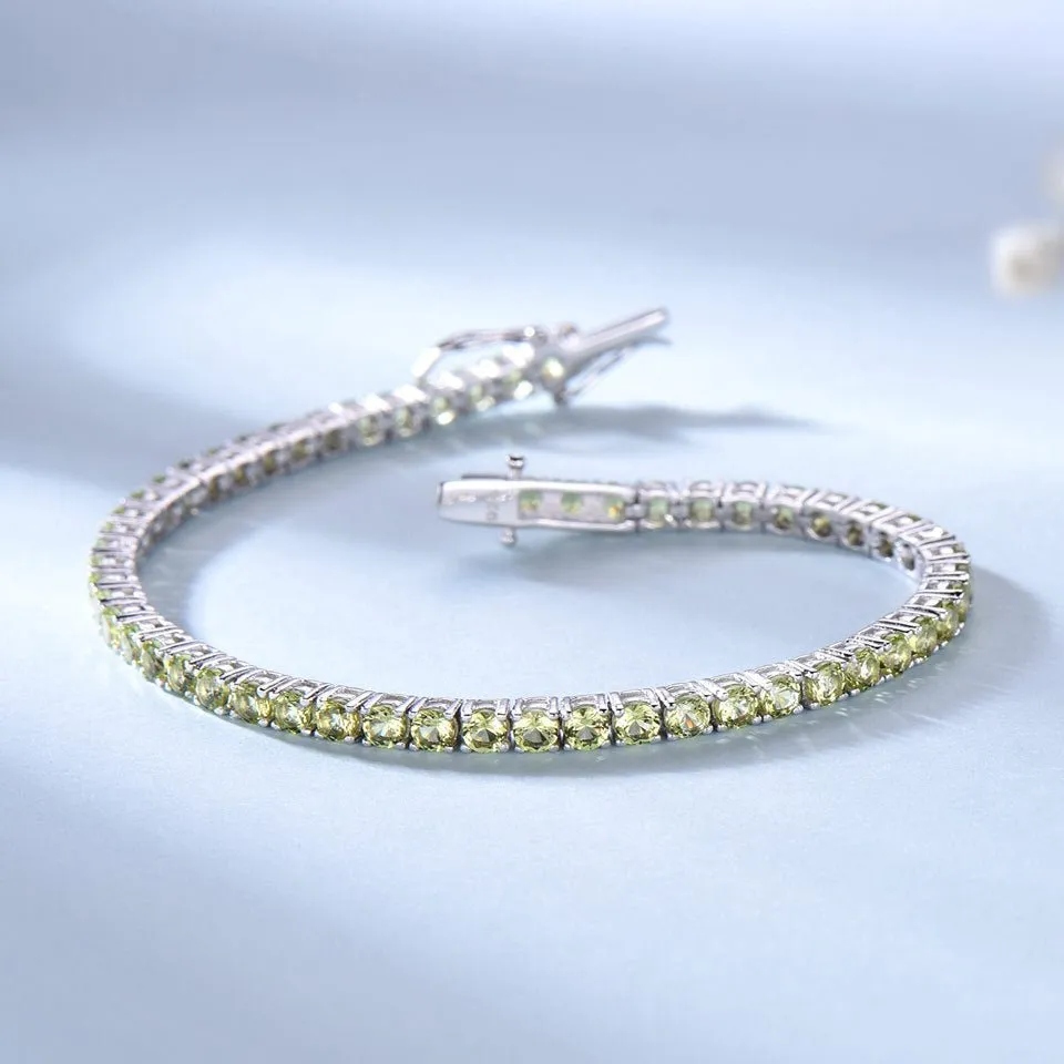 Sterling Silver Peridot Bracelet - Elegant Gemstone Jewelry for Women