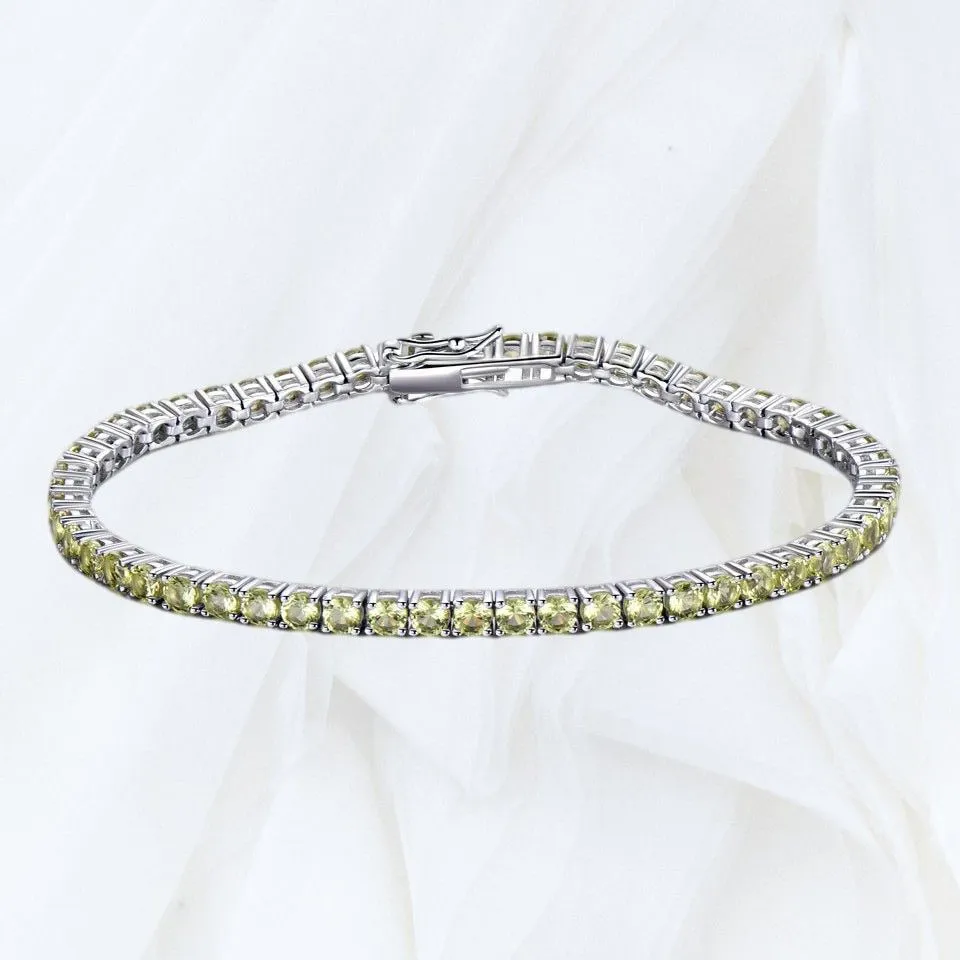 Sterling Silver Peridot Bracelet - Elegant Gemstone Jewelry for Women