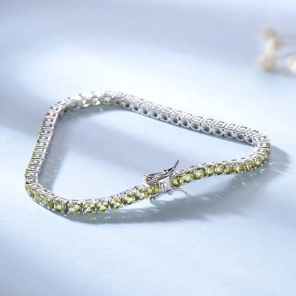 Sterling Silver Peridot Bracelet - Elegant Gemstone Jewelry for Women