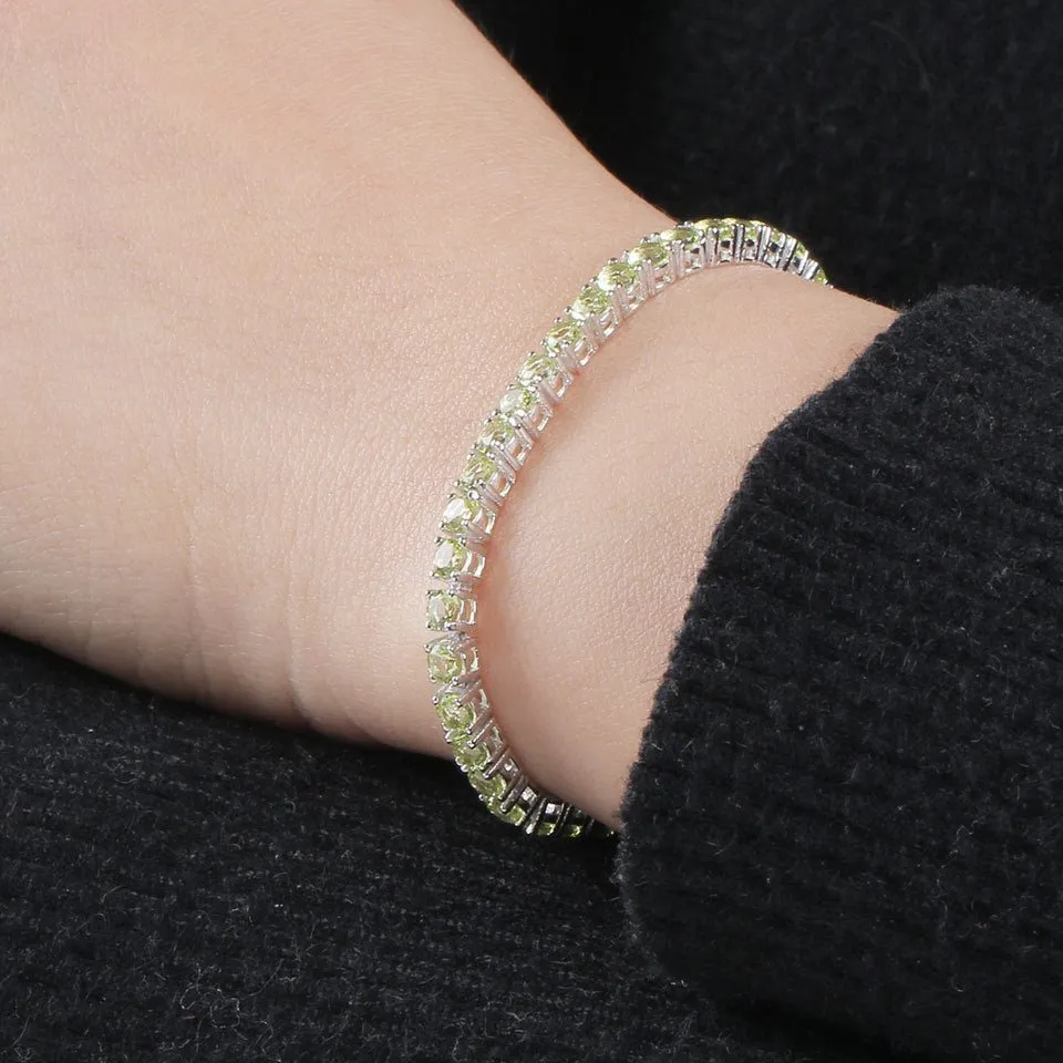 Sterling Silver Peridot Bracelet - Elegant Gemstone Jewelry for Women