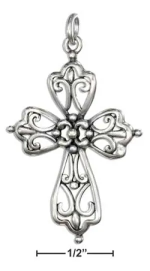 Sterling Silver Pointed Filigree Cross Charm