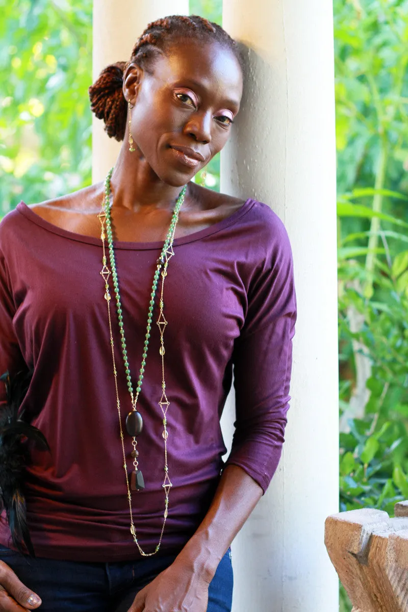 The Long Gold, Citrine & Peridot "Floating Kites" Necklace