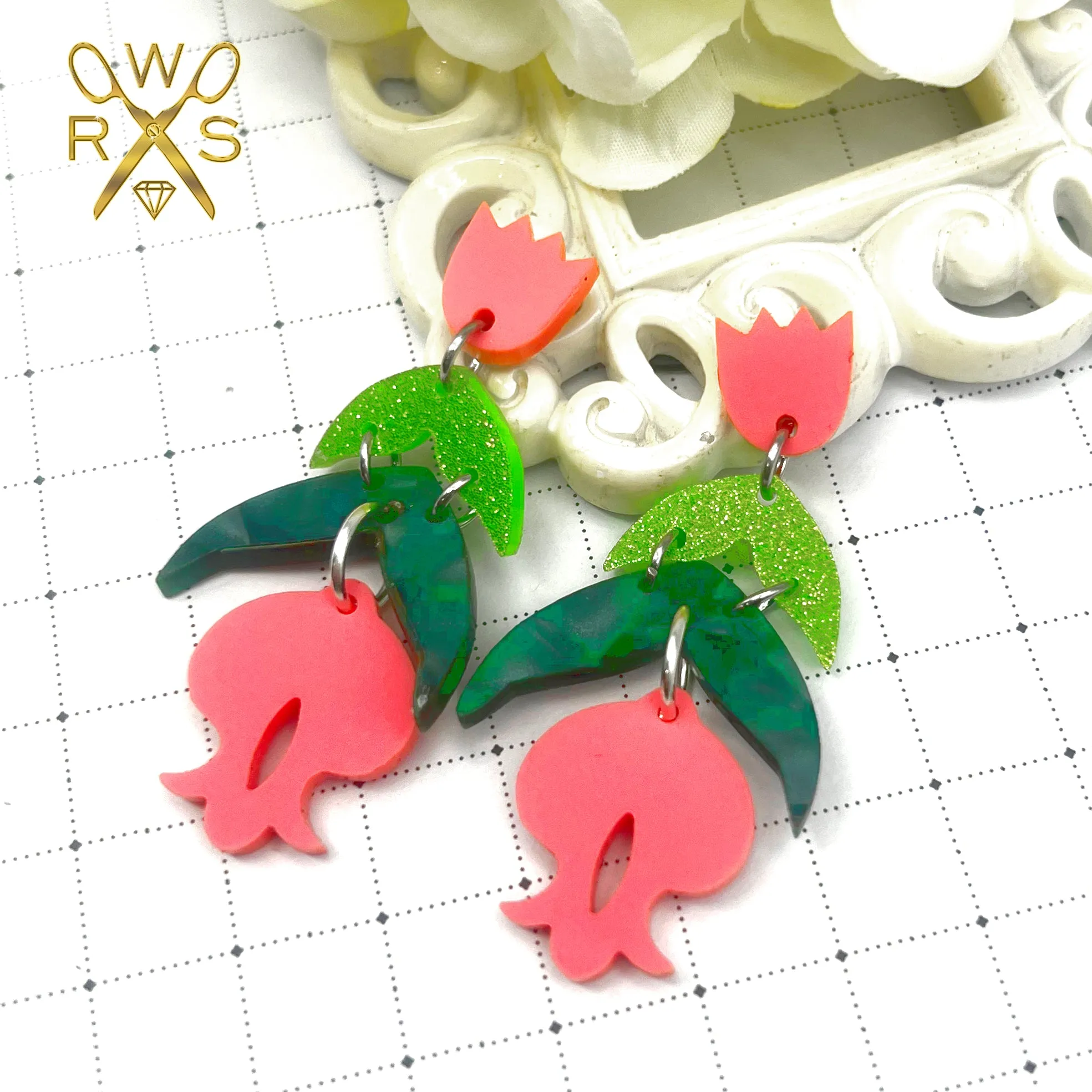 Tippy Toe Tulip Dangles Coral