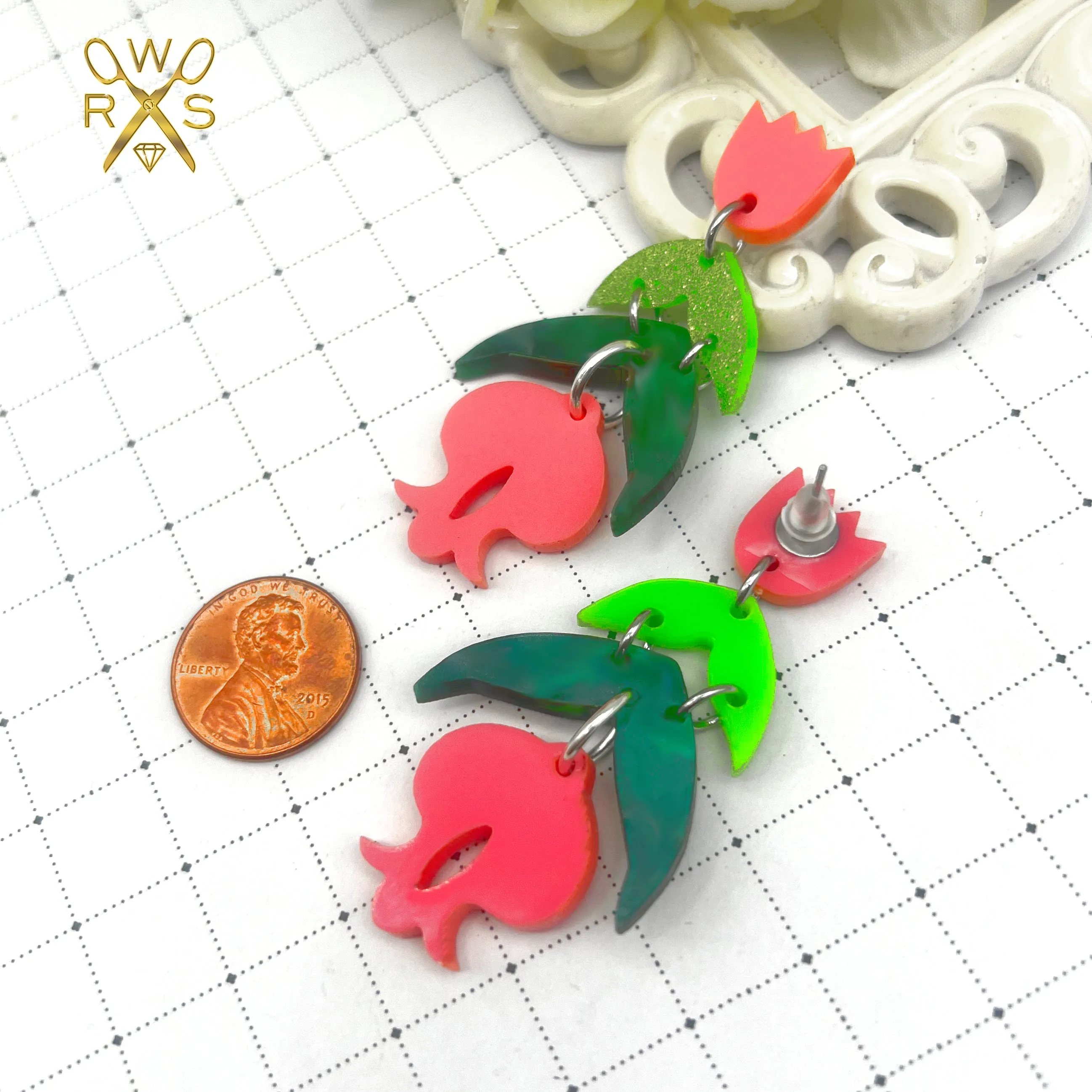 Tippy Toe Tulip Dangles Coral