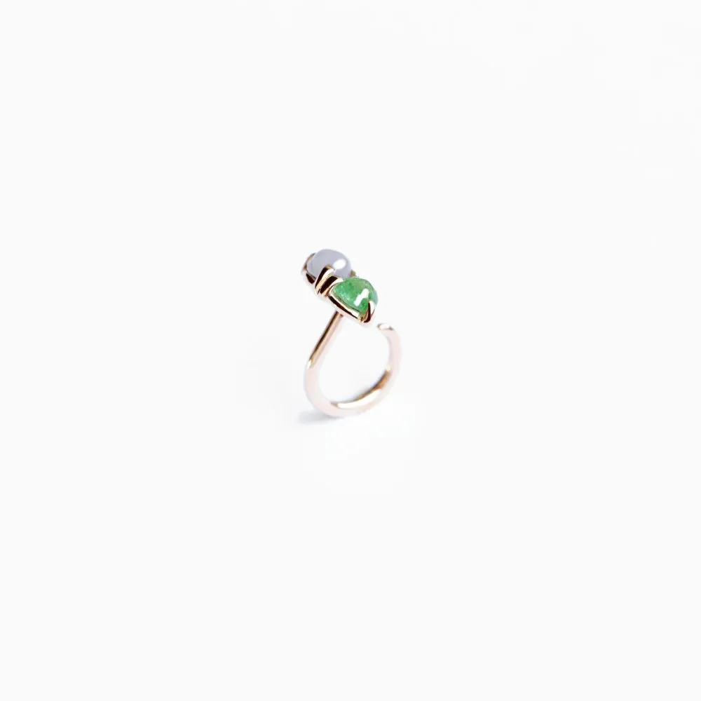 VERDANT EMERALD AND MOONSTONE HUG EARRING