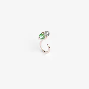 VERDANT EMERALD AND MOONSTONE HUG EARRING