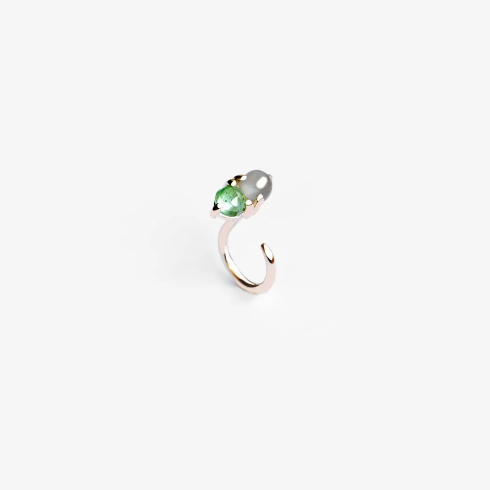 VERDANT EMERALD AND MOONSTONE HUG EARRING