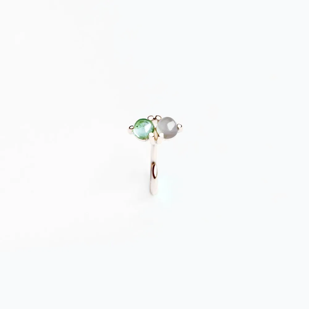 VERDANT EMERALD AND MOONSTONE HUG EARRING