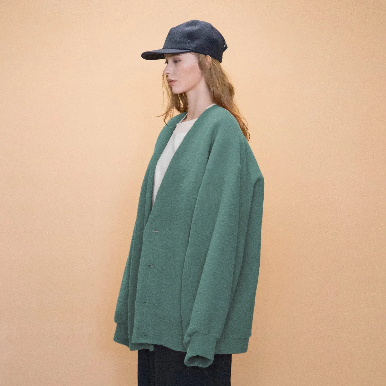 WM11-CD232114 SLIVER WOOL BIG CARDIGAN