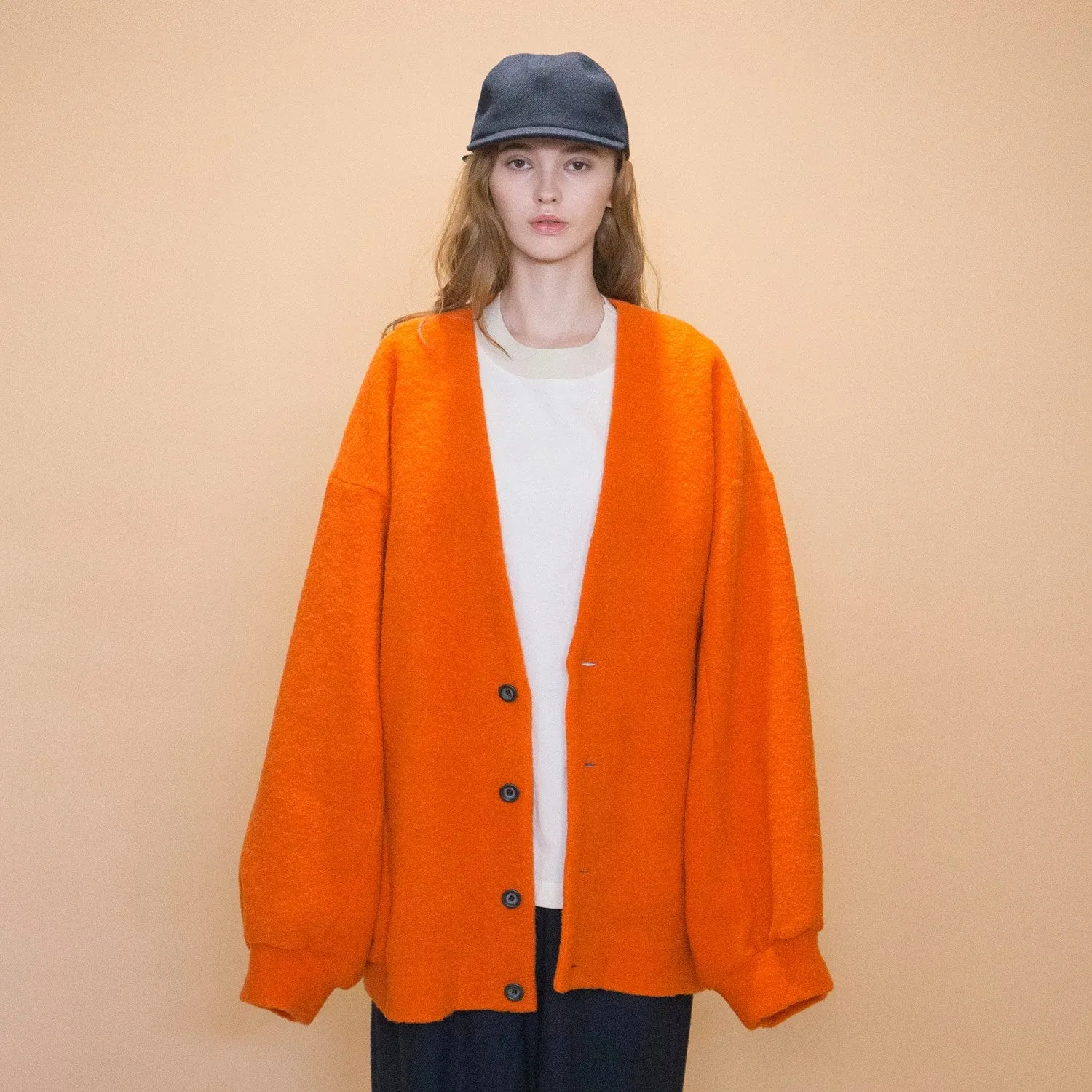 WM11-CD232114 SLIVER WOOL BIG CARDIGAN